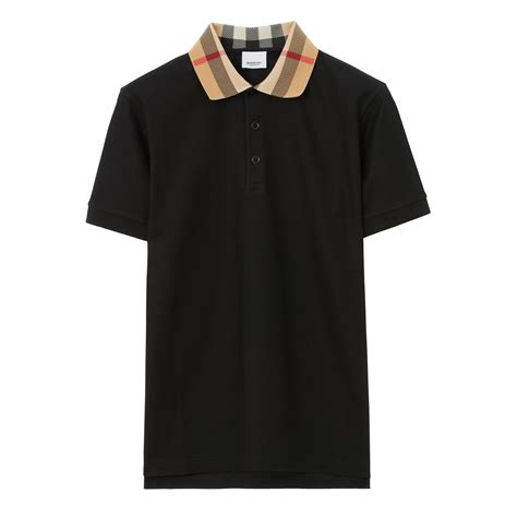 burberry brit mens black cotton nova check placket polo shirt|BURBERRY Brit Mens Short Sleeve nova Check Placket Polo .